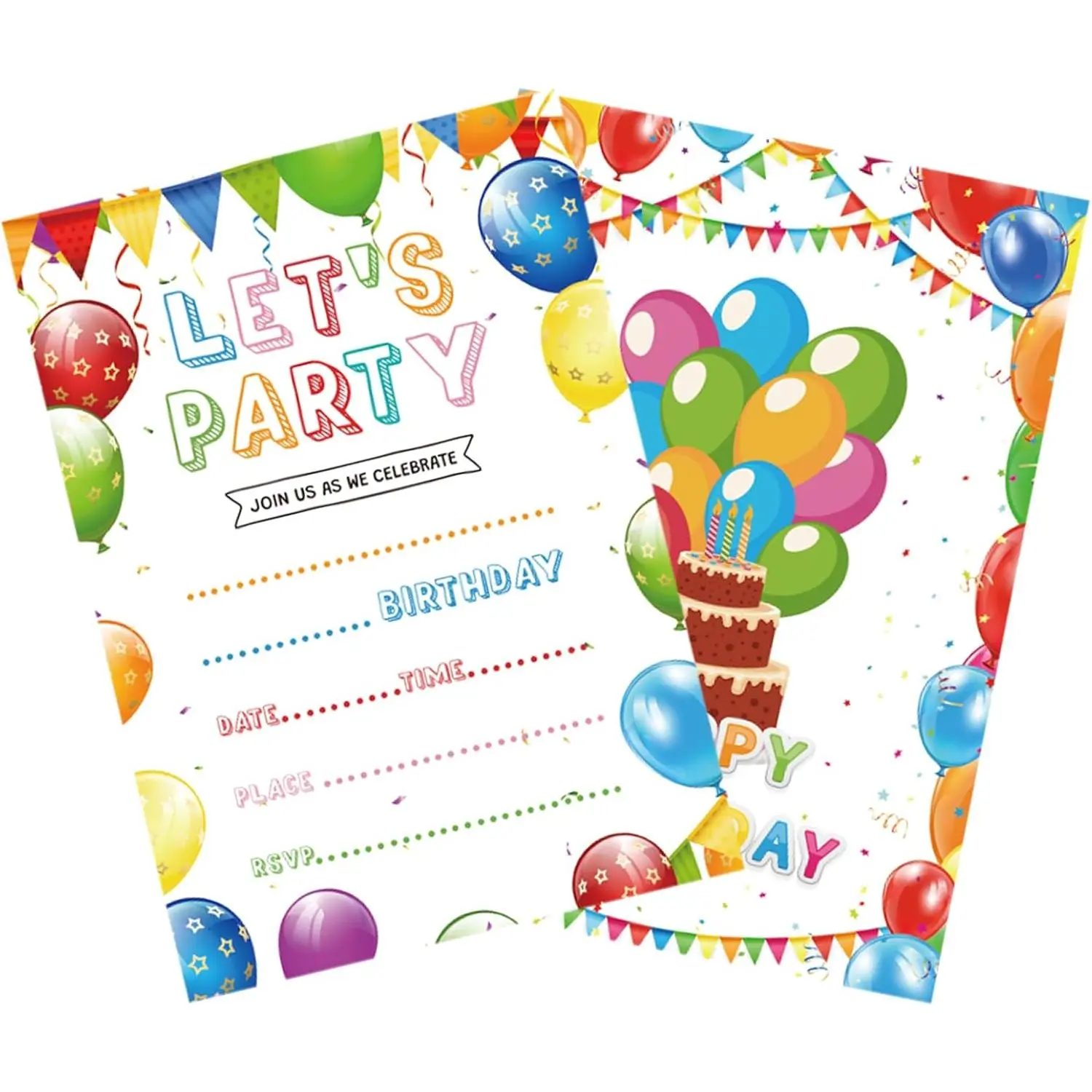 Birthday Invitations with Envelopes 20PCS Birthday Party Invitations for Boys and Girls Birthday Party Supplies