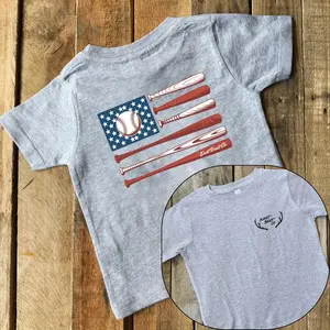 Youth & Adult Baseball American Flag Graphic T-Shirt, USA Baseball Bats Patriotic Tee for Game Day, Casual Summer Wear, Apparel Made In The USA	
