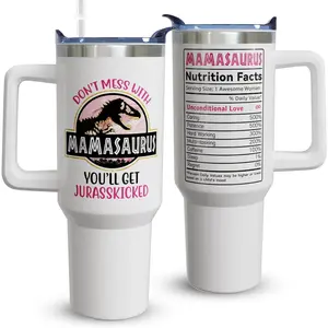 40oz Mom Tumbler with Handle Mamasaurus cup, Mom Gifts from Daughter/Son,Mama Birthday gifts, Mother's Day Gift for Mama, Best Mother In Law Gift,Mother Coffee cup Stainless Steel Travel Mugs, summervibes