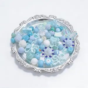 50 Pieces Sea Salt Ice Blue Dopamine Beads, DIY Accessories for Bracelets Phone Chains Keychains, Perfect for Craft Lovers