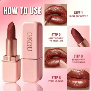 GKGU Pink Fine Glitter Lipstick, Sparkly Lipstick, silky texture, brightens complexion. Pink outer packaging. An excellent gift for girls