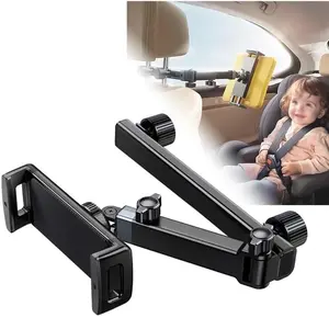 Car Headrest Tablet Holder for Backseat, 3 in 1 Adjustable Aluminum Alloy Arm Tablet Mount for Back Seat, Road Trip Essentials for Kids for iPad, Galaxy, Fire HD, 5.1''-15.6'' Devices