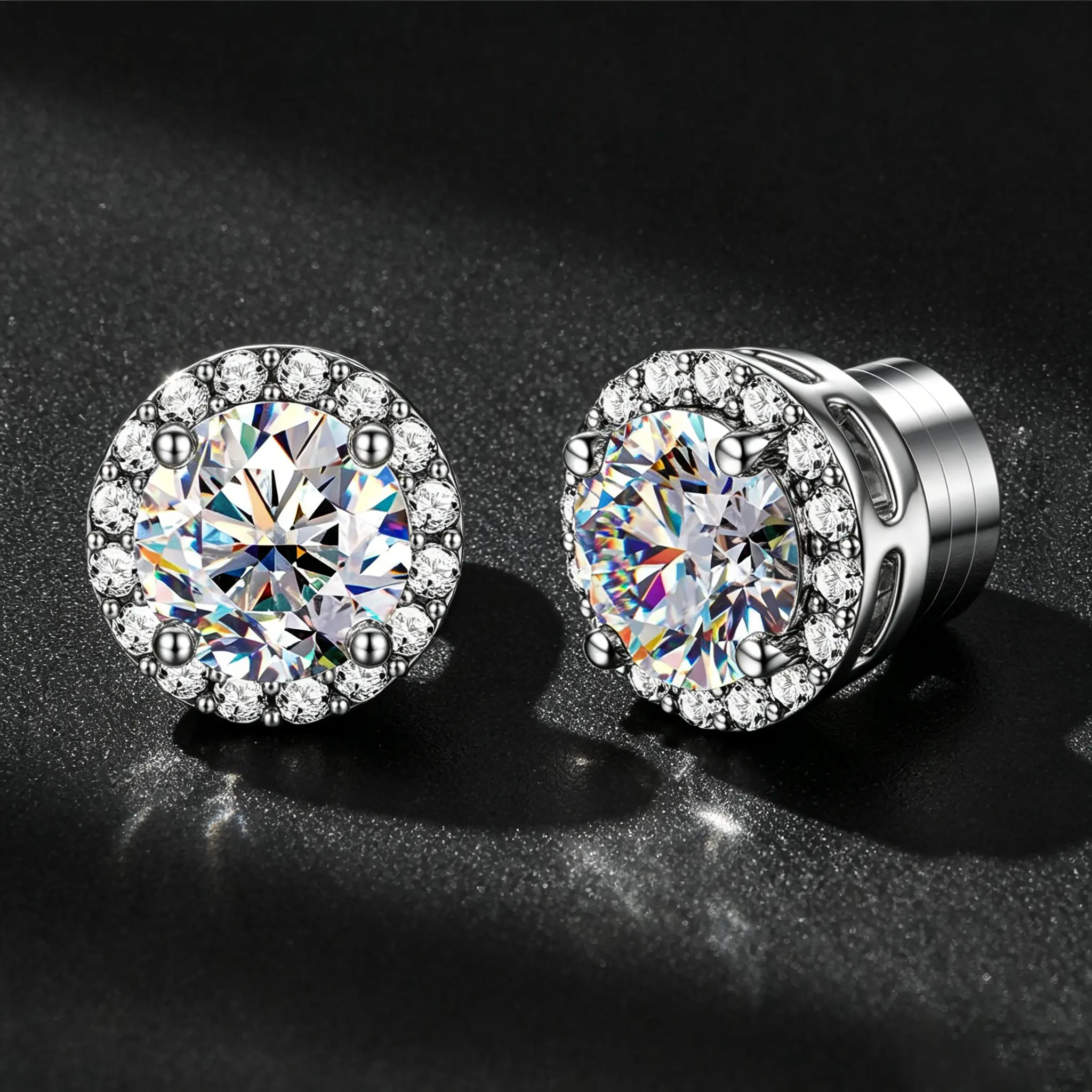 Magnet Earrings for Men-Women, Stainless Steel Round-Square Unisex Versatile and Stylish Back Clip High Magnetic Fake Piercing Non-Pierced Jewelry Set with Nose Stud, Back Clip Earrings, Fake Piercings, Any Occasion, Zero‑Pierce Style