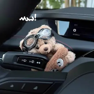 Cute Bear Doll Car Ornament - Gear Shift Knob Decor, Car Interior Accessory, Girls' Automotive Decoration
