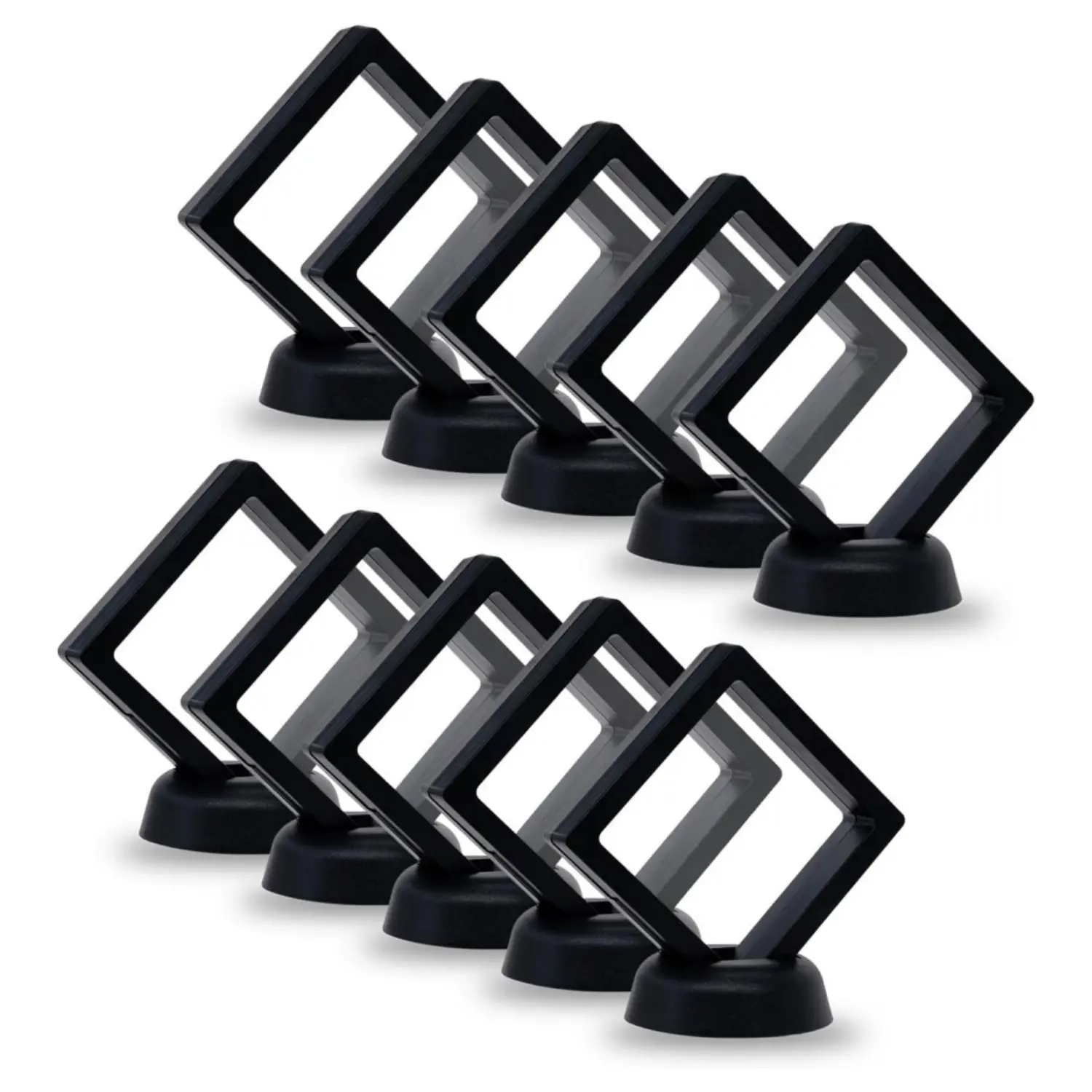 12 Pack Coin Holder Challenge Coin Display Stand, Black 3D Floating Display Case for AA Coin Medallions Jewelry Rock Gem Arrowhead Collecting and Display (2.75×2.75×0.8 inches)