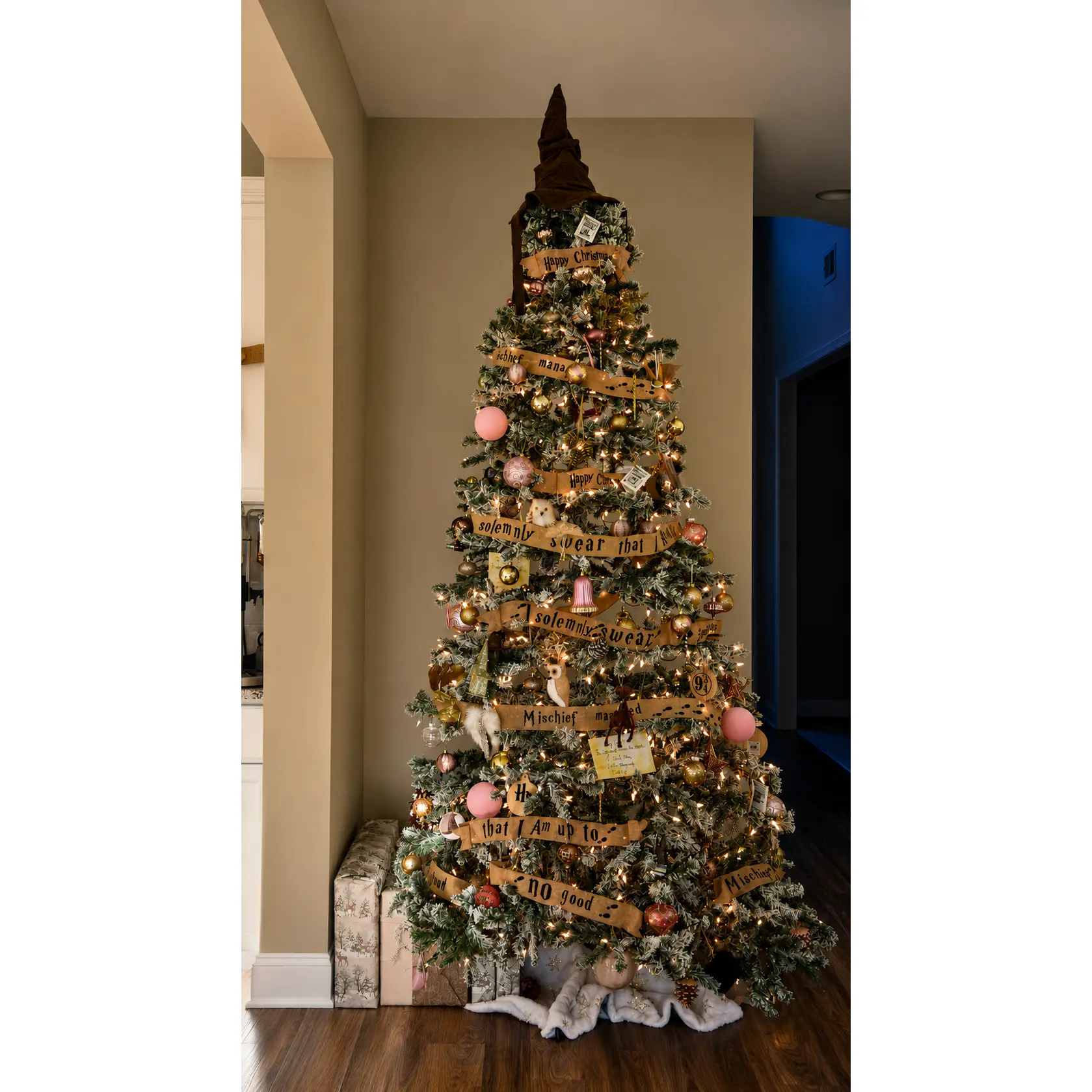 Magical Wizard Christmas Tree Ribbon | Fantasy Holiday Ribbon | Vintage Spell-Inspired Decor | 2.5 Inch x 15 Ft Ribbon