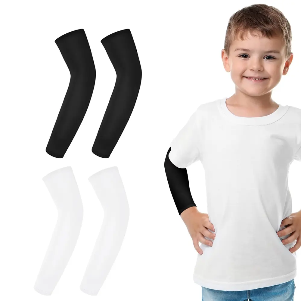Kids Youth Compression Sports Arm Sleeves, Unisex Cooling UV Sun Protection, Volleyball Basketball Baseball Football, Protective Sleeve, Cooling Arm Covers, Upper Arm Sleeve, Summer Arm Sleeve