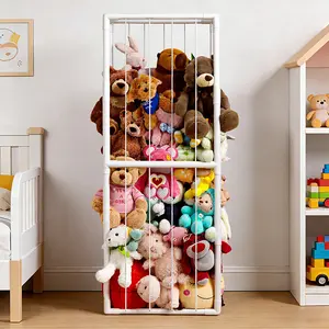 Zoo-Themed Plush Toy Storage Rack Large with Elastic Straps Thickened PVC for Playrooms Nurseries Bedrooms Stuffed Animal Organizer
