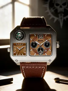 Cyberpunk Modular Watch, Steel Square Case, Dual Dial Detachable Design, Compass Function, Timing Feature, Trendy Mechanical Style, Casual Trendy Wristwatch, Fashionable Stylish Watch