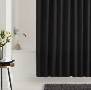 Stylish Geometric Black Shower Curtain 72x72 Inch Polyester Waterproof Bathroom Decor