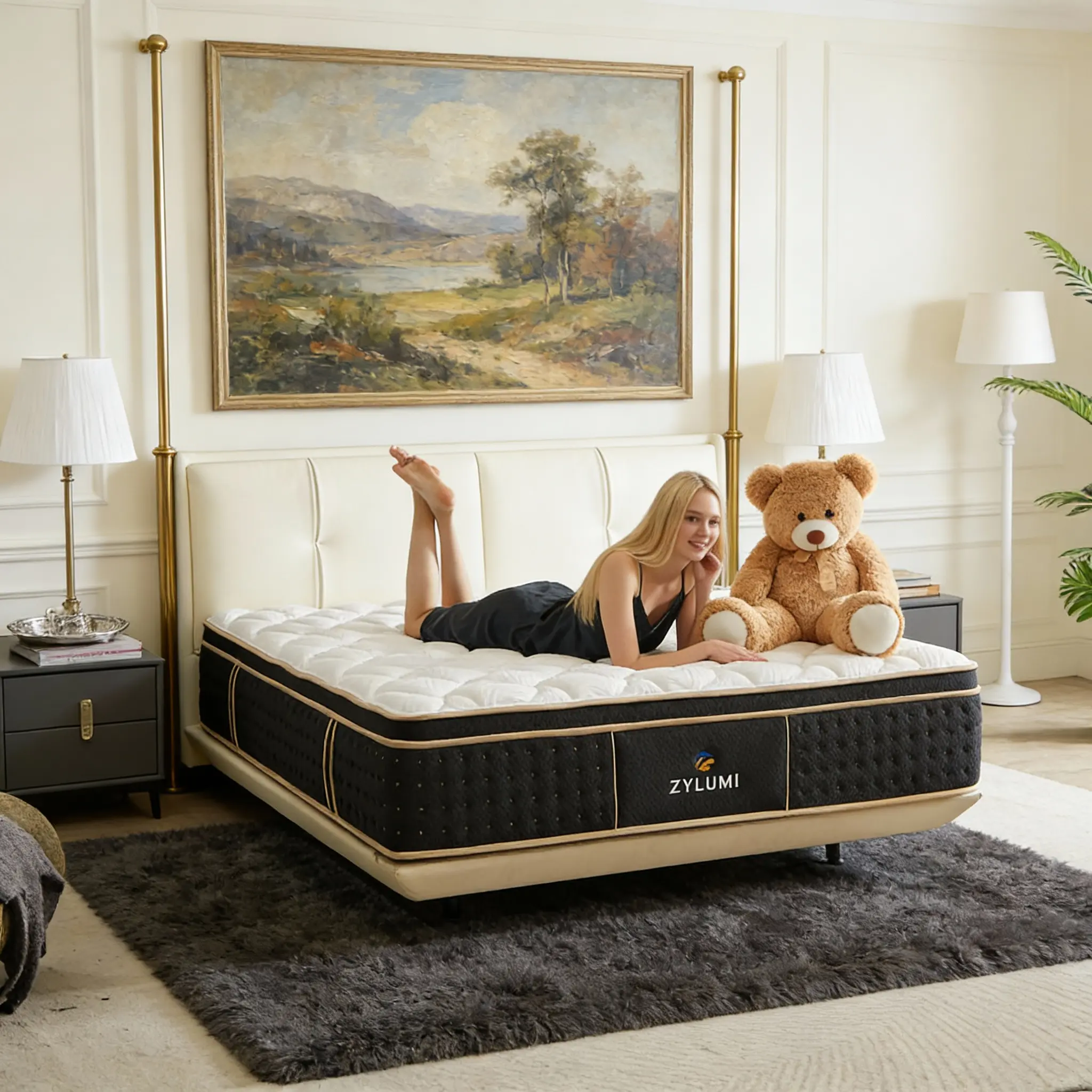 Deluxe Hybrid Bed-in-a-Box Mattress - Durable Memory Foam, Medium-Firm Feel, American-Style Top Layer, Reinforced Edge Support, Pressure Relief, Shock Transmission Reduction, CertiPUR-US Certified, High Quality Memory Foam Mattress, Deluxe Hybrid Mattress