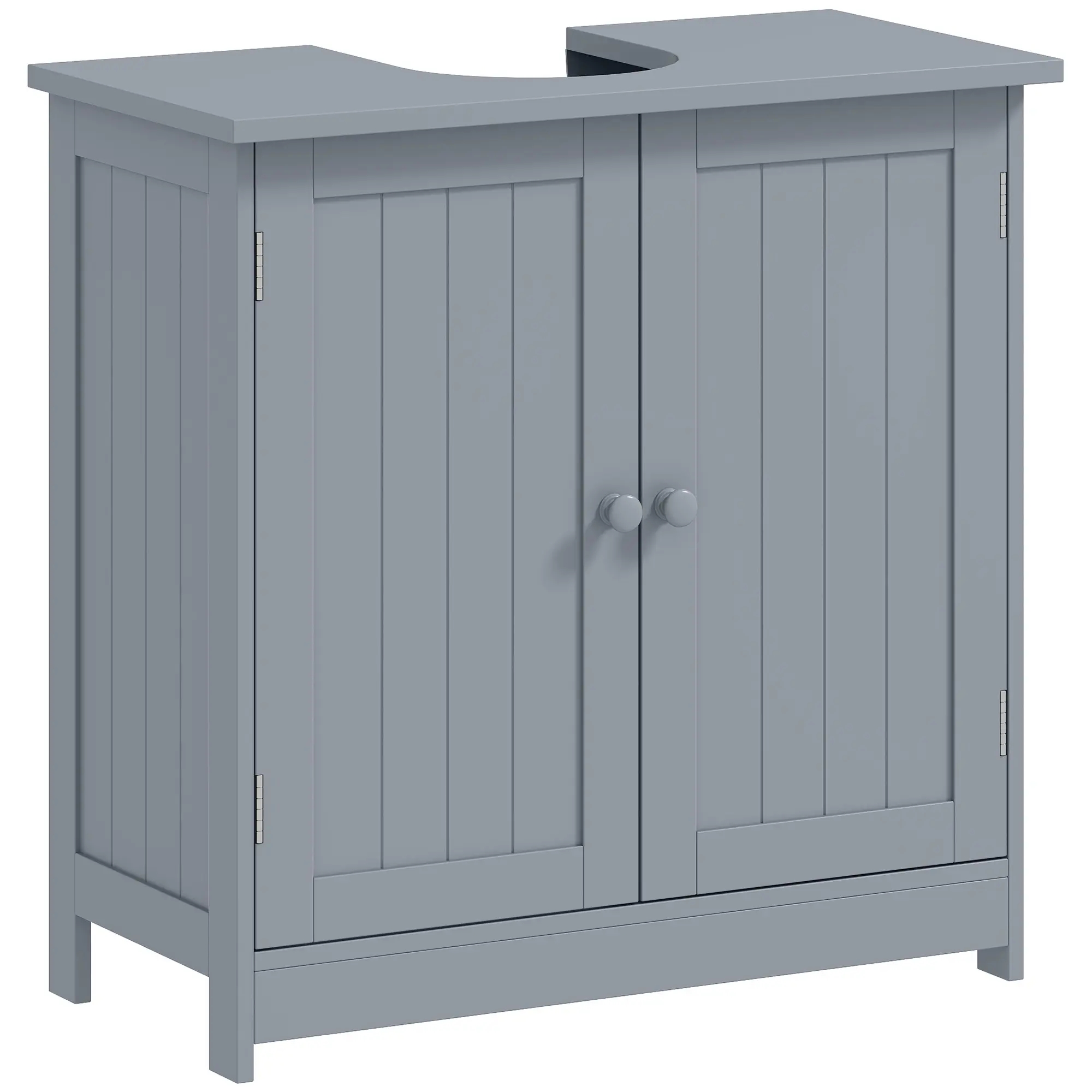 HOMCOM Under Sink Bathroom Cabinet, Pedestal Sink Storage Cabinet with 2 Doors, Shelf and U-Shape, Gray