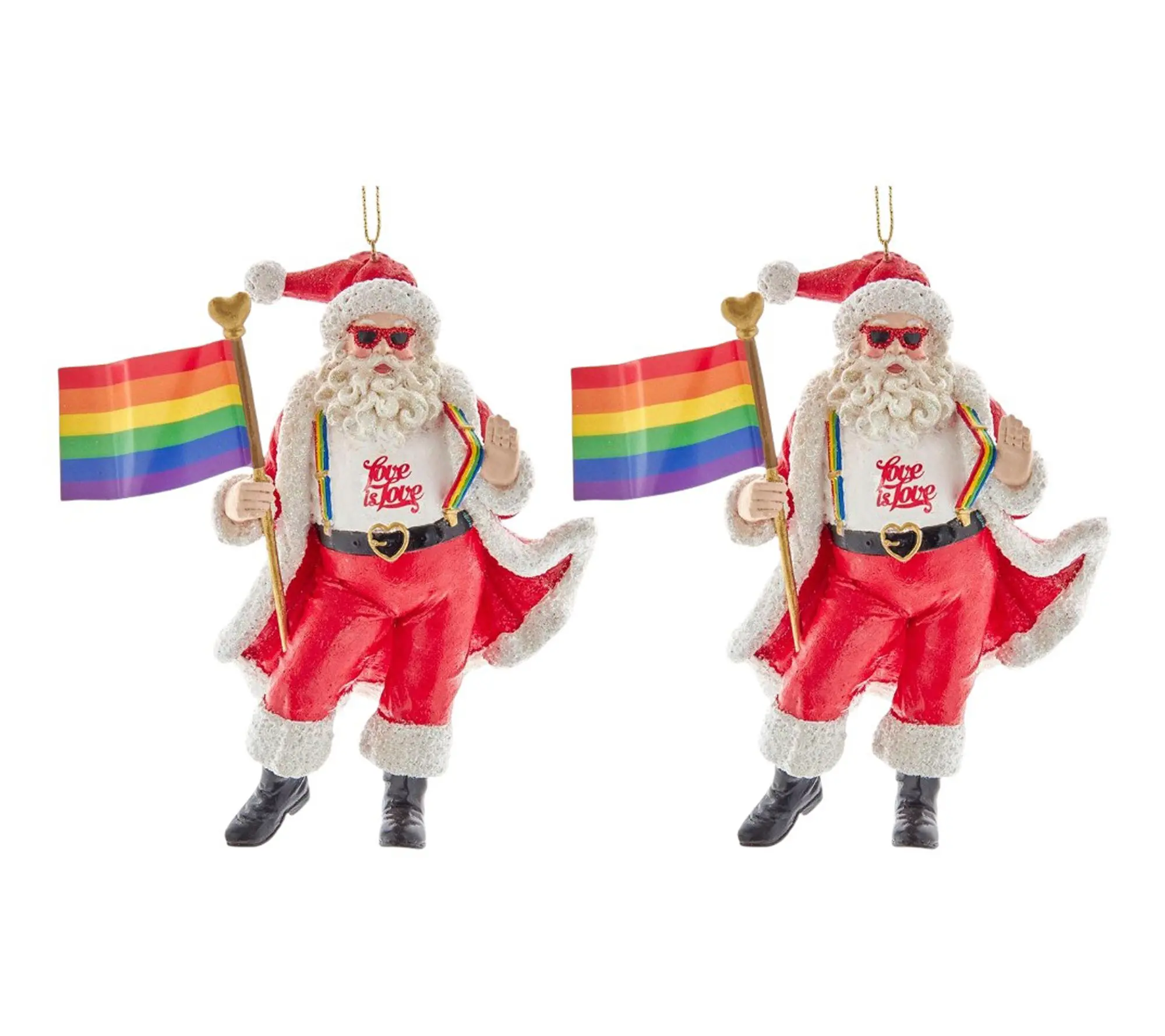 RC Home Decor -Set of 2 Pride Santa Ornaments for Holiday Decor