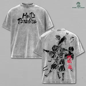 Gabimaru T-Shirt – Hell’s Paradise Anime Graphic Tee, Vintage Washed Oversized Casual Streetwear Apparel Outfit, Heavyweight Soft Cotton Shirt, Unisex For Anime Fans