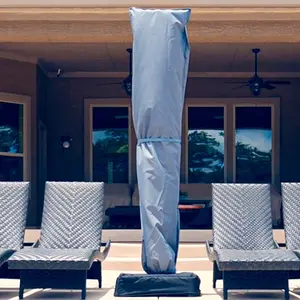 SUPERJARE Patio Umbrella Cover with Rod for 7 to 11 Ft Umbrellas & 15 Ft Double-Sided Umbrellas, 600D Protective Waterproof Cover with Zipper