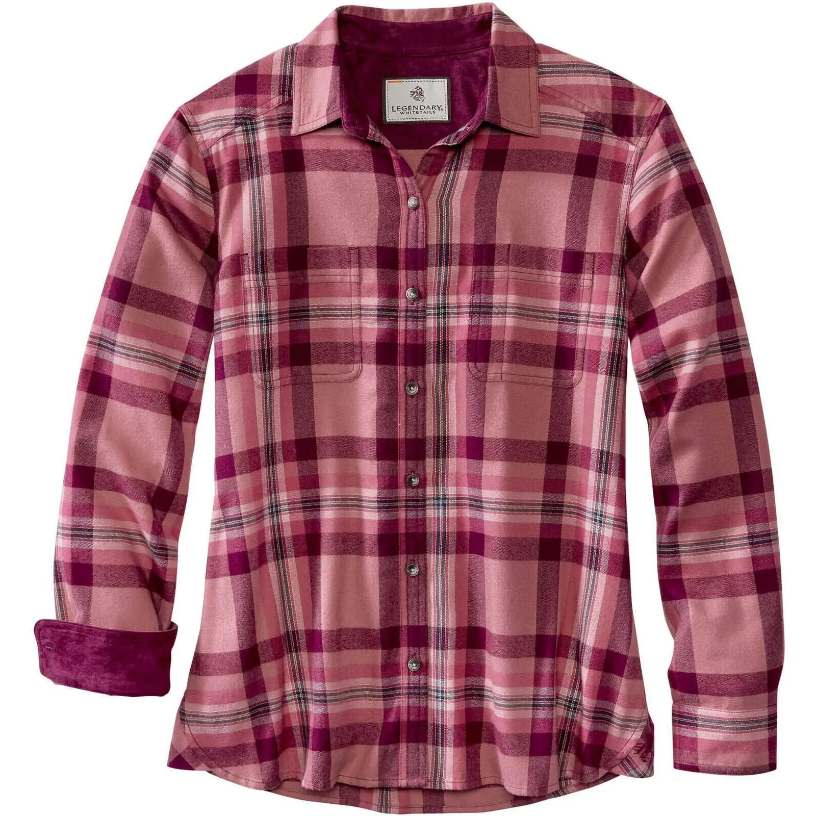 Legendary Whitetails Women's Soft Relaxed Fit Long-Sleeve Flannel Shirt Tops - Suede-Rayon Blend, With Pockets, Everyday Style For Layering Outfits