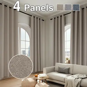4-piece solid-color thickened double-sided consistent blackout curtains, top perforated for hanging, blackout, heat insulation, noise reduction and privacy protection, suitable for outdoor pavilions, living rooms, bedrooms, cloakrooms and partitions