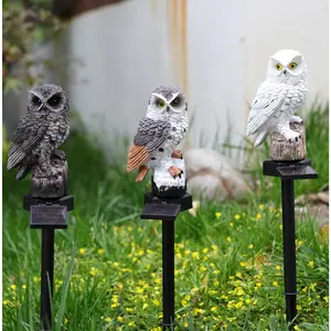 Realistic Resin Owl LED Solar Lawn Stake Lamp - Outdoor Garden Lighting, Solar Outdoor Lights, Backyard Decor