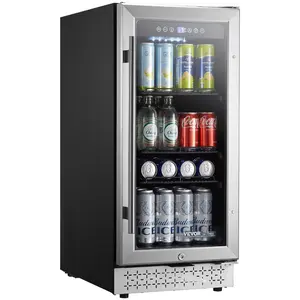 VEVOR Beverage Refrigerator Cooler, 88 Can Beverage Fridge, Mini Fridge with Glass Door, Adjustable Shelves, Digital Temperature Control, Built-in or Freestanding Soda Beer Fridge for Home Office Bar