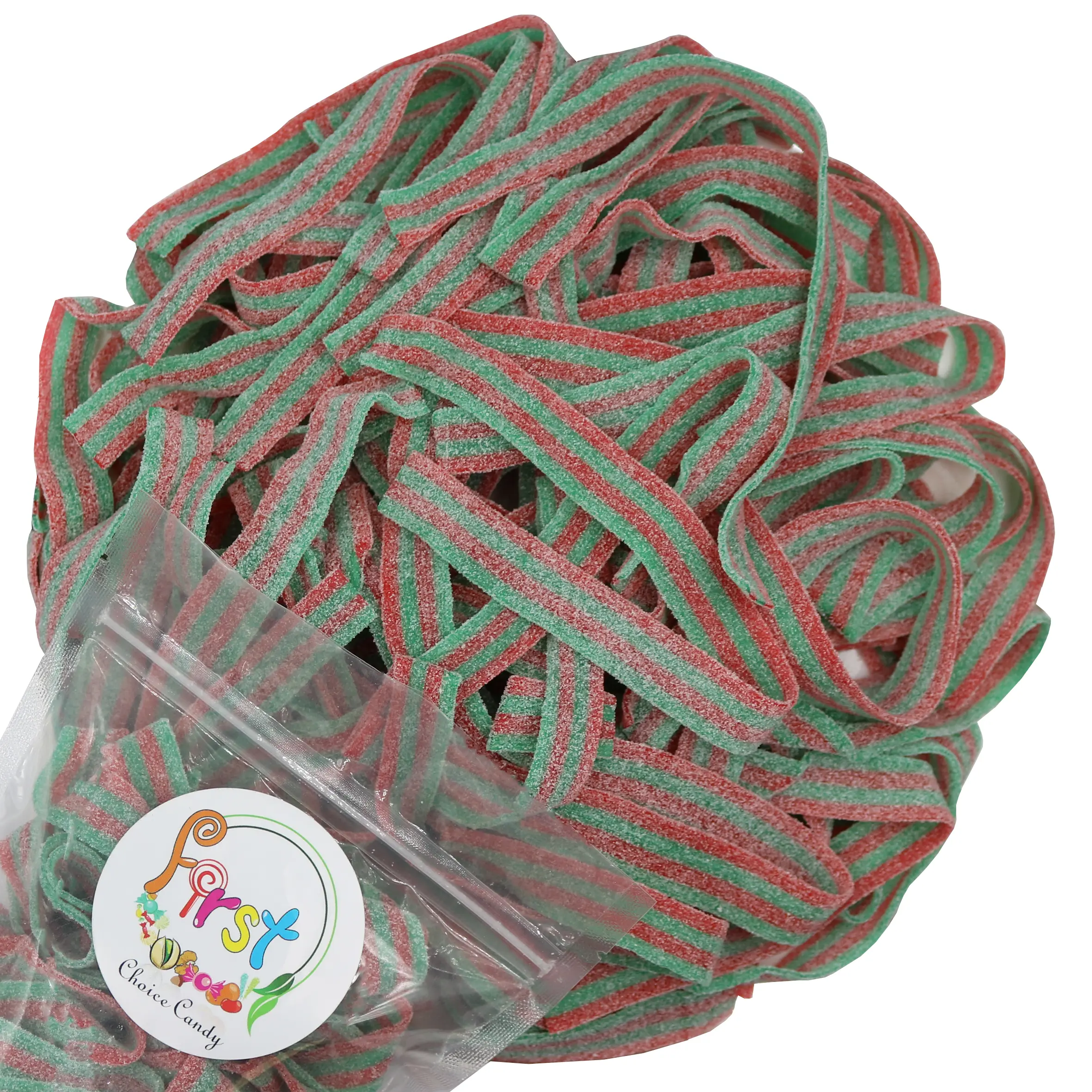 SOUR STRAWBERRY/ APPLE GUMMY CANDY BELTS 2LB BAG SOUR STRAWBERRY/ APPLE GUMMY CANDY BELTS 2LB BAG