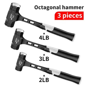 2/3/4 pound octagonal hammer, one-piece high carbon steel, non-slip handle, rust-proof metal tool, suitable for indoor and outdoor use, office and home decoration