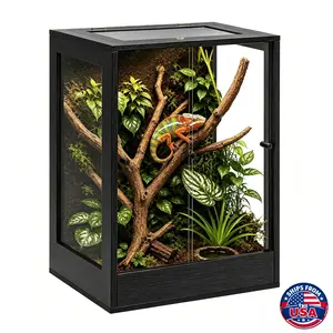PROLEE 65 Gallon 24" x 18" x 36" Tall Reptile Terrarium, Glass Chameleon Cage, Vertical Crested Gecko Tank with Ventilated Mesh Top, Front Opening Rainforest Habitat