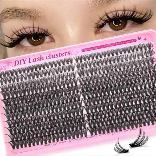 Lash Clusters, Manga Style, Anime Style, Wispy, DIY Extension Kit, Individual Clusters, Cluster Eyelashes, At-Home Extensions, Doll Eye, Spiky, Wet Look, False Eyelashes, Eyelash Extension Kit, Bond & Seal, Applicator Tweezers Makeup