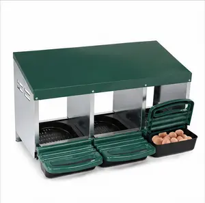3-Tier Roll-Out Chicken Nesting Box with Auto Egg Collection & Removable Plastic Trays, Easy Clean Green Hen Box
