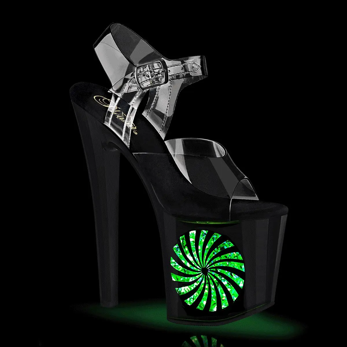 7 Inch Heel ENCHANT-708LT-PINWHE Clear Black High Heels Footwear