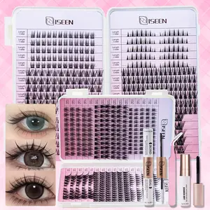 Natural Lash Clusters Kit DIY Lash Extension Kit Wispy Eyelash Extension Kit C-curly Individual Lashes Kit 11-13MM Short Eyelash Clusters Eyelash Glue Extension with Bond&Seal&Remove&Eyelash Tweezers Beginner Friendly