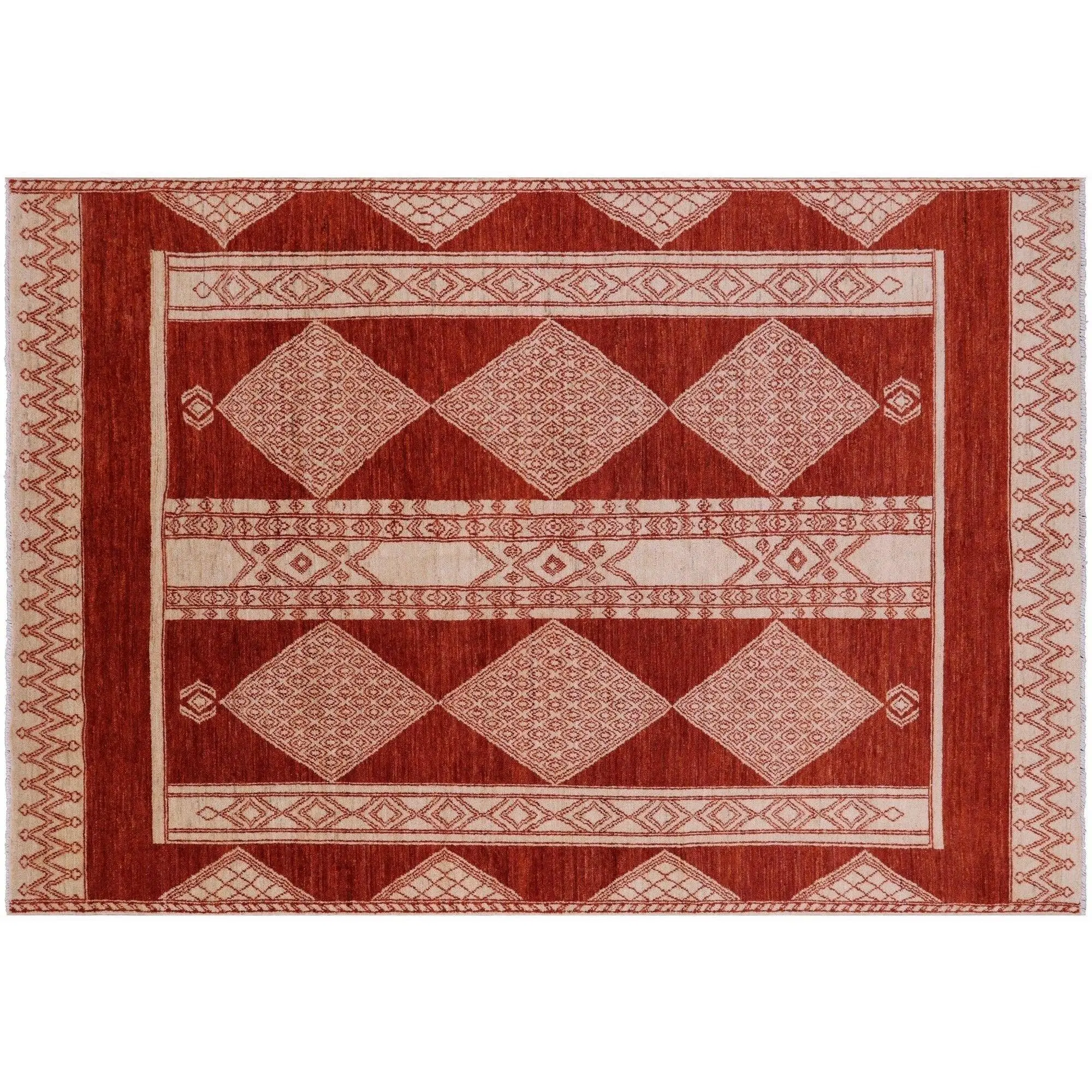 Red Southwest Navajo Handmade Area Rug 6' 1" X 8' 10" - Q4854