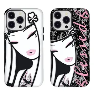 Emo Goth Girl Phone Case Y2K Punk Skull & Lace Aesthetic Design Compatible for iPhone 17 16 15 14 13 12 11 and for Samsung S21-S25 Ideal Gift for Man/Woman