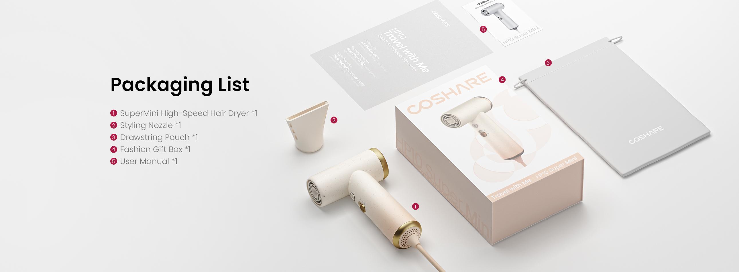 COSHARE SuperMini 110000 RPM High-Speed Hair Dryer, Innovatively Palm-Sized, Ideal for Travel, Convenient Use