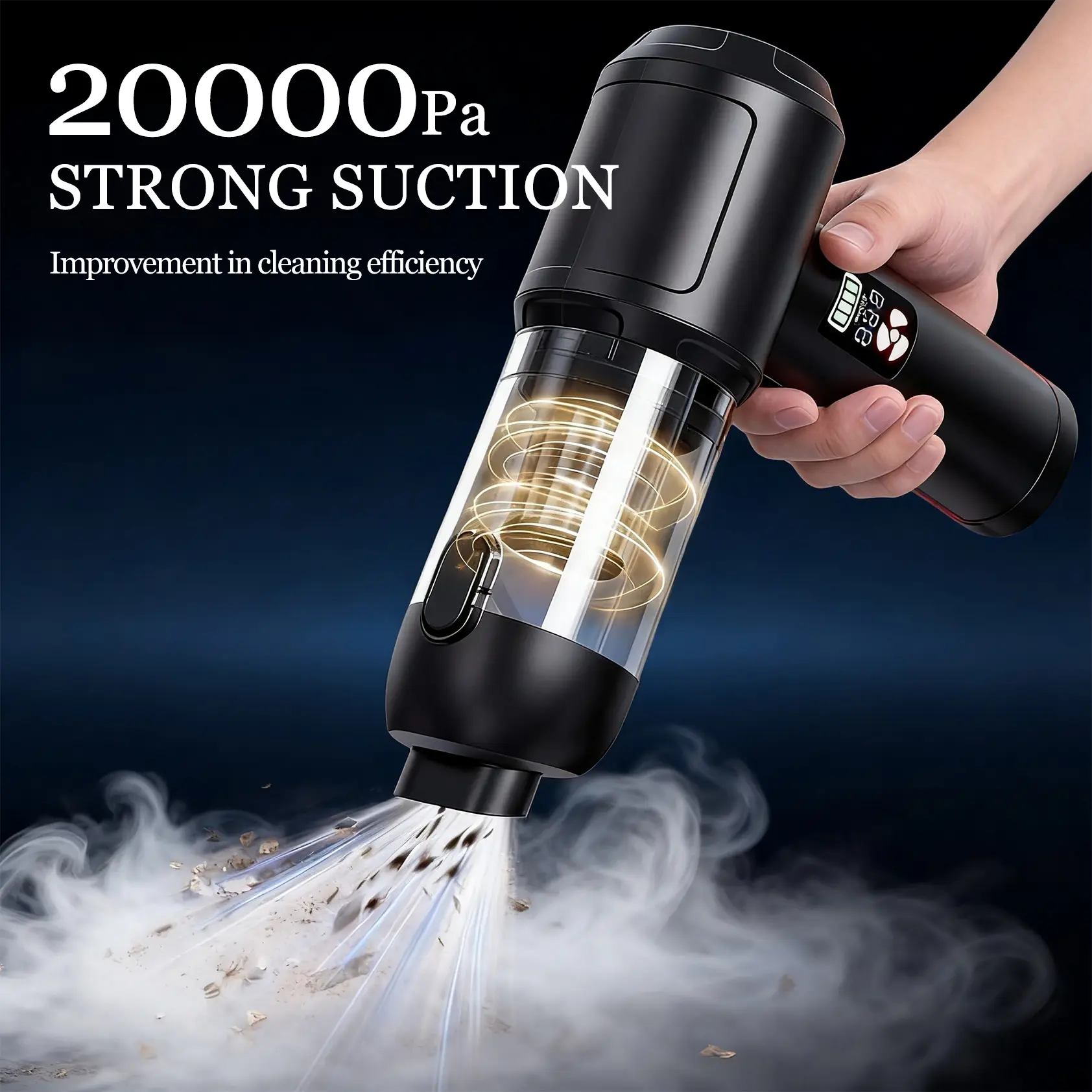 20000Pa Cordless Dual Battery Vacuum Cleaner, Rechargeable Compact Handheld Strong Suction Portable Vac for Car, Home, Compact Handheld Vacuums, Cordless Dual Battery Vacuums