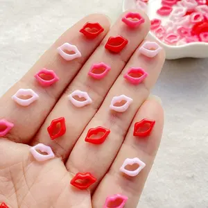 50pcs Elegant Mini Lip Resin Nail Art Flat Back Rhinestone Stickers DIY Wedding Scrapbook Accessories, Decoration, Christmas Valentine's Day Thanksgiving, Elegant Rhinestone Decorated