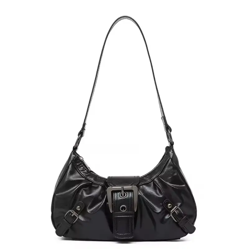 Y2K Retro Pleated Hobo Shoulder Bag for Women Hot Selling Maillard Style Underarm Bag Clutch Handbags for Travel Work Shopping