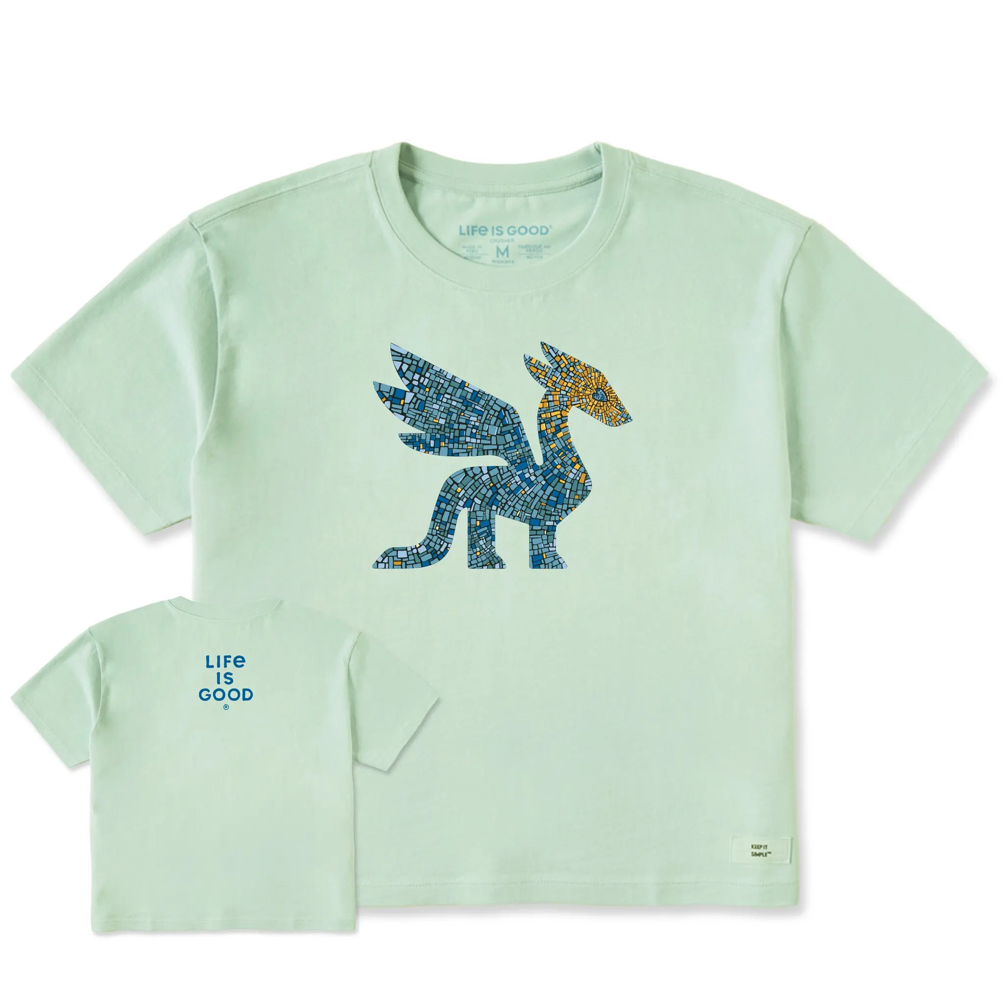 Women's Dragon Mosaic Short Sleeve Crusher Boxy Tee