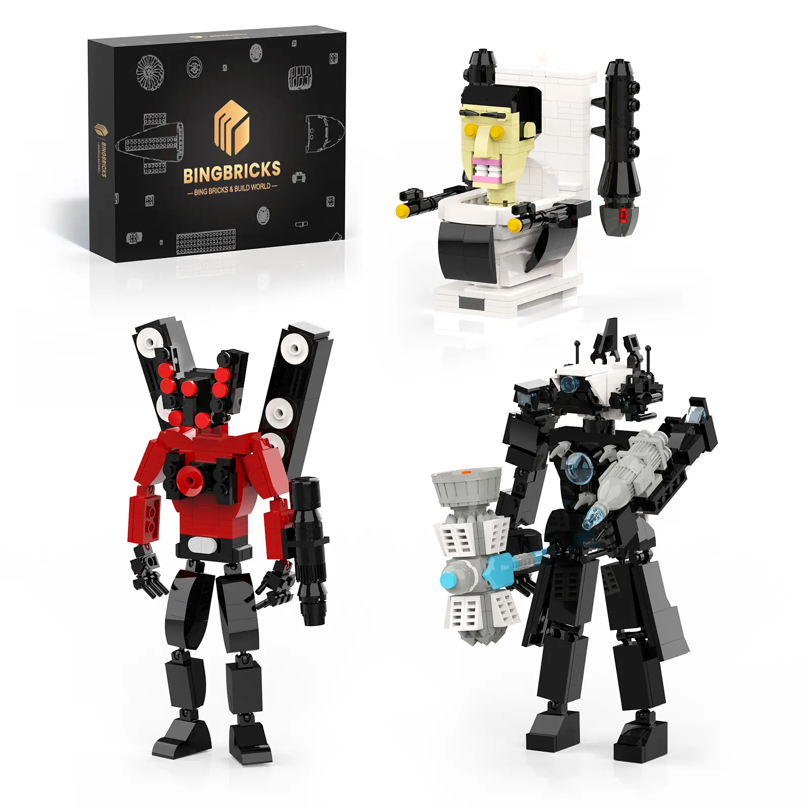BUILDIFY Speaker Toilet Man, Speaker Man, Speaker Toilet Building Blocks, TV Toilet Action Figures, Gift Idea Toys for Boys and Girls, Imaginative Construction Playset for Kids