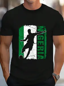 100% Cotton Nigeria Soccer Team Nigerian Flag Jersey Football Fans T-Shirt Women's Men's Graphic Tee Crew Neck summer vacation Tops