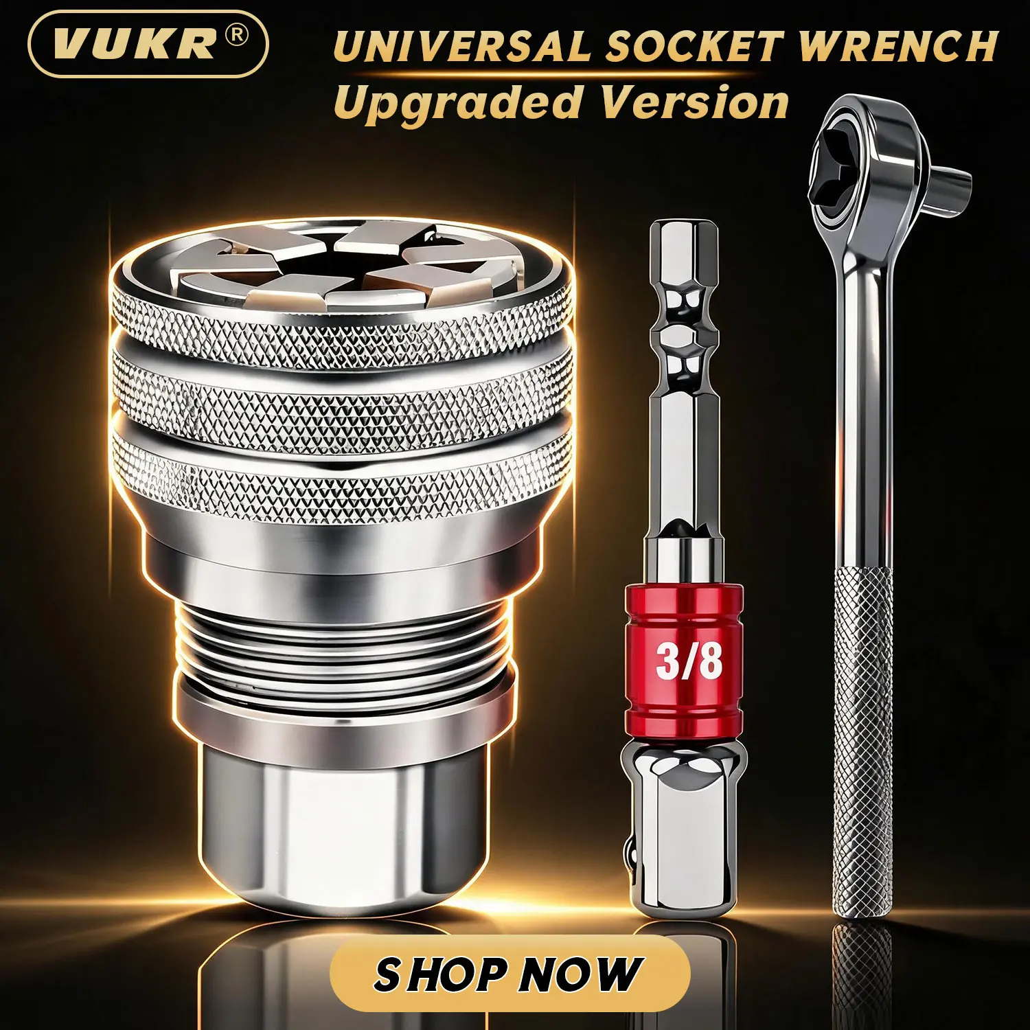 Magic Socket Tool (3 PCS） - Adjustable Universal Socket Wrench,Universal Socket Tool for 3/8" Drive Ratchet Torque Wrench & Power Drill (Connecting rod random color),Set for Damaged Nuts & Bolts sohochic
