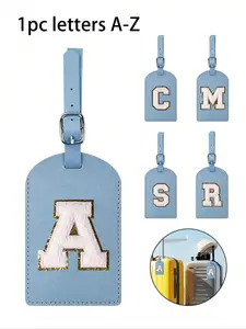 Tsa Approved Luggage Tag Initial Letter A-Z, PU Leather Personalized Travel Bag Label, Privacy Protection Card Holder, Unisex Durable Accessories