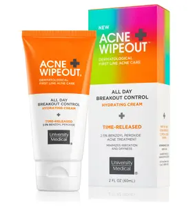 Acne Wipeout All Day Breakout Control Cream with Benzoyl Peroxide and Aloe Extract for Acne Prone Sensitive Skin acne removal pimpledrying lotion