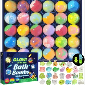Bath Bombs for Kids with Surprise Inside, 30 Pack Kids Bath Bombs with Toys Glow in The Dark, Child-Safe Colorful Bubble Fizz Bath Ball Gift Set for Easter Egg, Birthday,Christmas outdoorfun