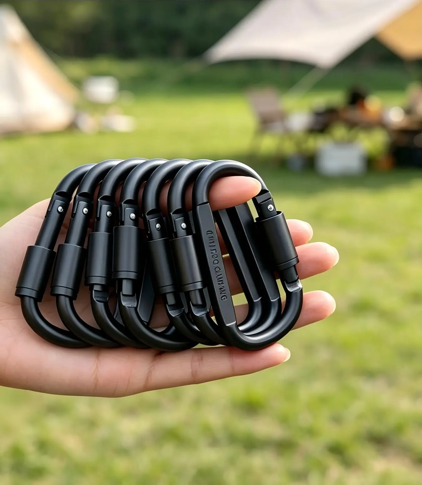D Shape Screw Lock Carabiner Clip, Aluminum Carabiner Hooks NOT FOR CLIMBING, Heavy Duty D Carabiners for Camping Hiking Backpack Keychain Outdoor cycling foldable u