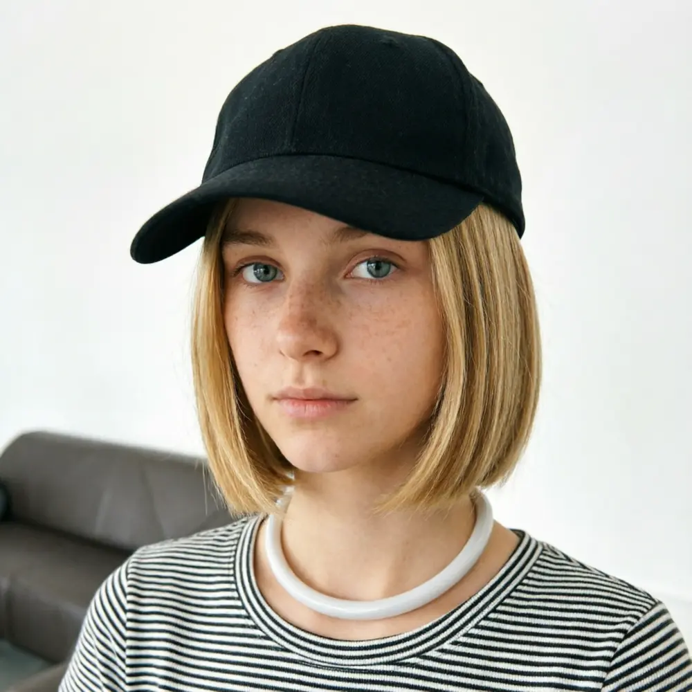 Women's Glueless Synthetic Baseball Cap Wig - Short Straight Bob Cut, Artificial Blonde Hair, Sports Cap Design, No Glue Needed, Beginner Friendly Synthetic Full Machine Wig