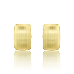 Mytys Brushed Gold Tone Rectangle Stud Earrings For Women Minimalist Statement Earrings