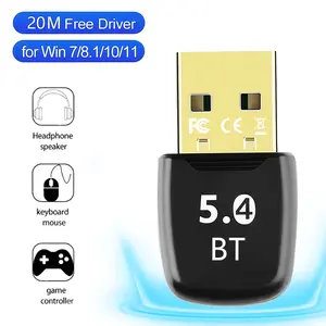 USB Bluetooth Adapter for Desktop Laptop,Bluetooth 5.4 Dongle Receiver EDR,Plug & Play Supports Windows 11/10/8.1/7/, for Headphone,Keyboard,Mouse, Speakers
