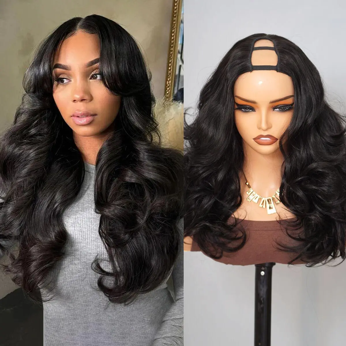 Mscoco Layers Body Wave U Part Human Hair Wig Pull & Go Beginner Friendly 180 250 Density For Black Women Natural Black Color Butterfly Summer Wig Glueless Budget Friendly Summer Wig #DealsForYouDays