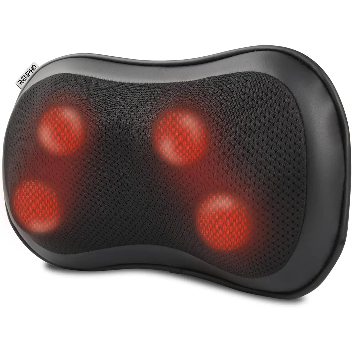 RENPHO Single Unit Shiatsu Massage Pillow with Heat & Deep Tissue Kneading - Neck, Back Relaxation Device for Home/Office, Personal Care Gift for Parents