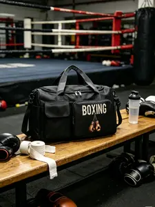 Boxing Theme Sport Travel Bag, Large Capacity Fitness Training Backpack, Casual Lightweight Handbag, Adjustable Strap, Gym Workout Bag, Ideal for Gym & Commute